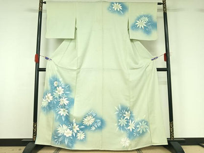 平和屋着物▽訪問着　単衣　草花文　暈し染め　正絹　逸品　AABG5604jh