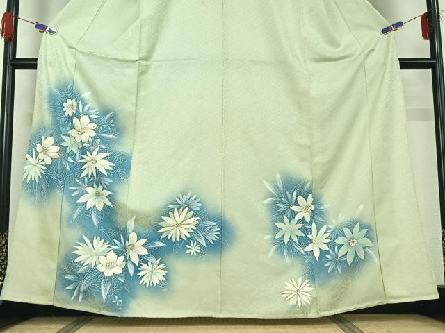 平和屋着物▽訪問着　単衣　草花文　暈し染め　正絹　逸品　AABG5604jh
