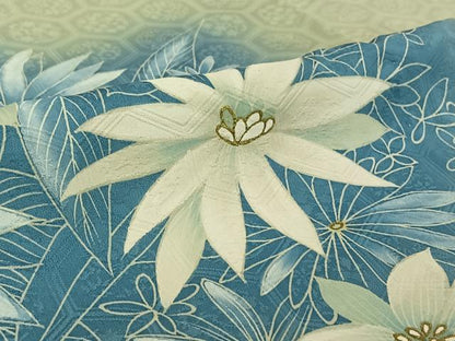 平和屋着物▽訪問着　単衣　草花文　暈し染め　正絹　逸品　AABG5604jh
