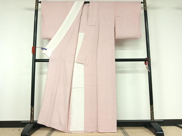 平和屋着物▽上質な色無地 単衣 正倉院花地紋 淡紅藤色 正絹 逸品 AABG5605jh