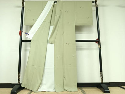 平和屋着物▽小紋　単衣　舞花文　洗える着物　AABG5609jh