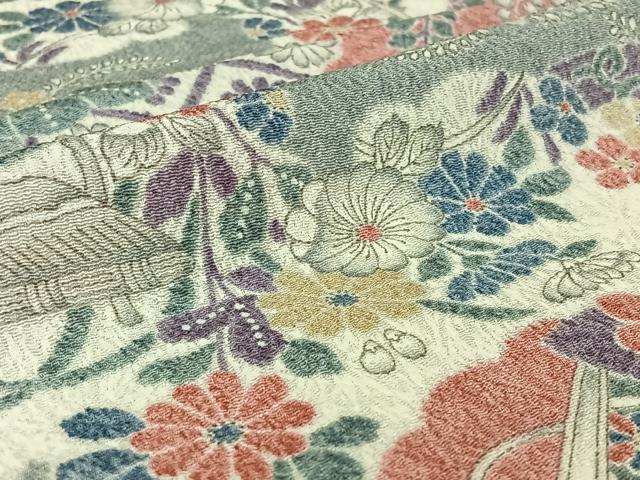 平和屋着物▽上質な小紋 単衣 辻が花文 鬼しぼ縮緬 正絹 逸品 AABG5610jh