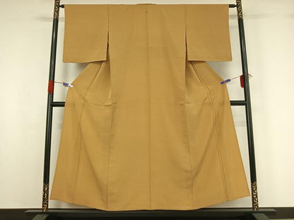 平和屋着物▽上質な色無地 単衣 桑染色 正絹 逸品 AABG5611jh