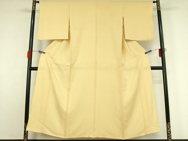 平和屋着物▽上質な色無地 単衣 毘沙門亀甲地紋 蒸栗色 正絹 逸品 AABG5612jh