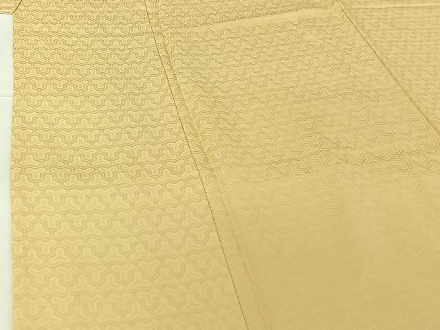 平和屋着物▽上質な色無地 単衣 毘沙門亀甲地紋 蒸栗色 正絹 逸品 AABG5612jh