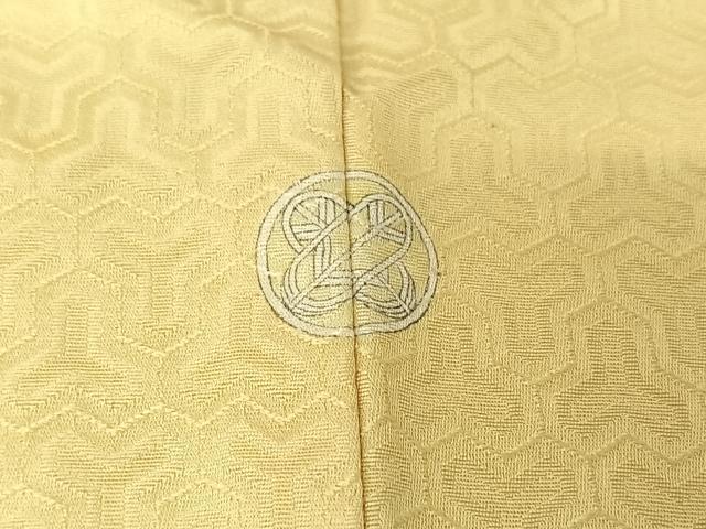 平和屋着物▽上質な色無地 単衣 毘沙門亀甲地紋 蒸栗色 正絹 逸品 AABG5612jh