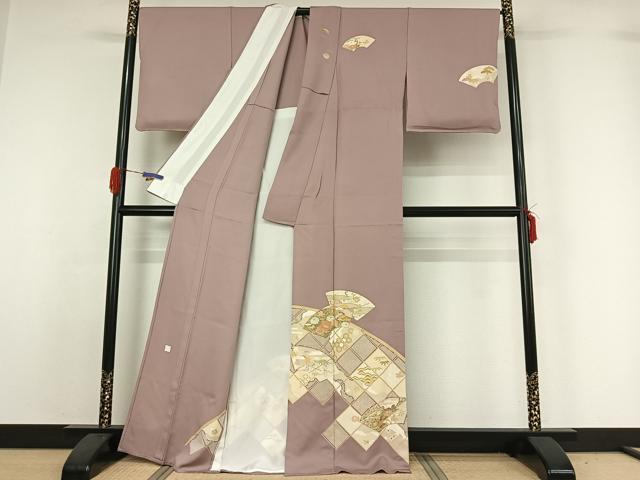 平和屋着物▽訪問着 単衣 作家物 地紙花文 金彩 正絹 逸品 AABG5613jh