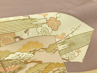 平和屋着物▽訪問着 単衣 作家物 地紙花文 金彩 正絹 逸品 AABG5613jh