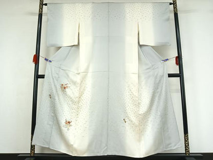 平和屋着物▽訪問着 単衣 刺繍 流水花文 暈し染め 金銀糸 金彩 正絹 逸品 AABG5614jh
