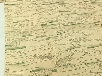 平和屋着物▽上質な小紋 単衣 霞文 正絹 逸品 AABG5615jh