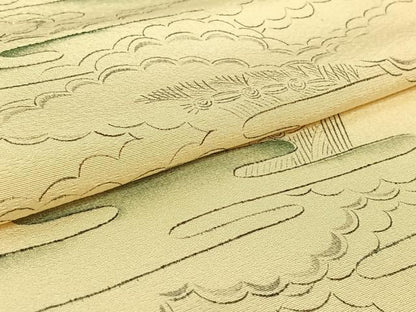 平和屋着物▽上質な小紋 単衣 霞文 正絹 逸品 AABG5615jh