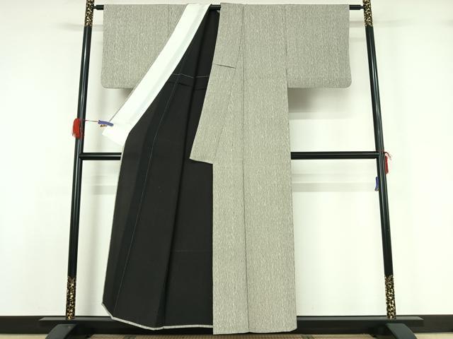 平和屋着物▽上質な小紋 単衣 よろけ縞 正絹 逸品 AABG5619jh
