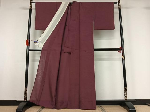 平和屋着物▽上質な色無地 単衣 芝地紋 浅蘇芳色 正絹 逸品 AABG5620jh