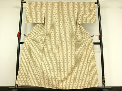 平和屋着物▽上質な紬　単衣　琉球絣文様　正絹　逸品　AABG5625jh
