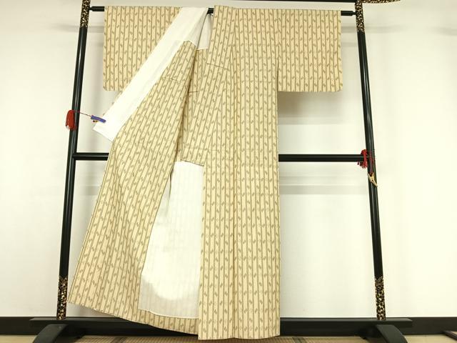 平和屋着物▽上質な紬　単衣　琉球絣文様　正絹　逸品　AABG5625jh