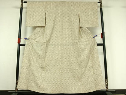 平和屋着物▽本塩沢 単衣 幾何学文様 正絹 逸品 AABG5626jh