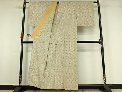 平和屋着物▽本塩沢 単衣 幾何学文様 正絹 逸品 AABG5626jh