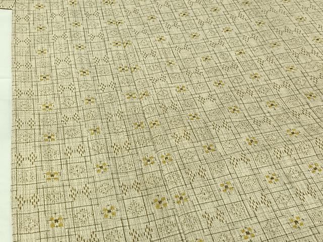 平和屋着物▽本塩沢 単衣 幾何学文様 正絹 逸品 AABG5626jh