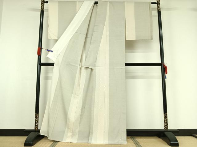 平和屋着物▽本塩沢　単衣　蚊絣　松坂屋扱い　正絹　逸品　AABG5629jh