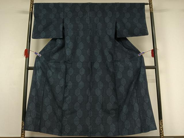 平和屋着物▽綿薩摩 単衣 亀甲文 木綿 逸品 AABG5630jh