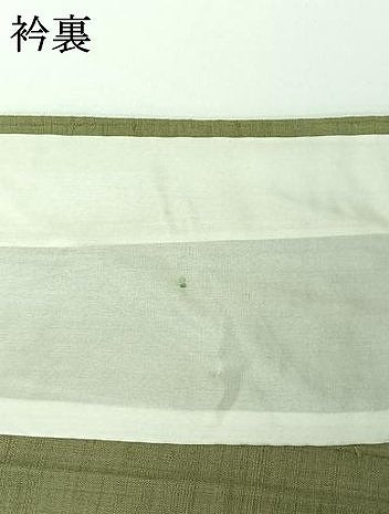 平和屋着物▽上質な紬 単衣 柳葉色 正絹 逸品 AABG5631jh