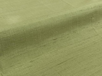 平和屋着物▽上質な紬 単衣 柳葉色 正絹 逸品 AABG5631jh
