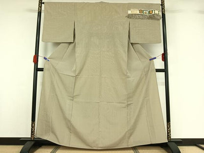 平和屋着物▽本塩沢 単衣 縞 大丸謹製 証紙付き 正絹 逸品 AABG5632jh