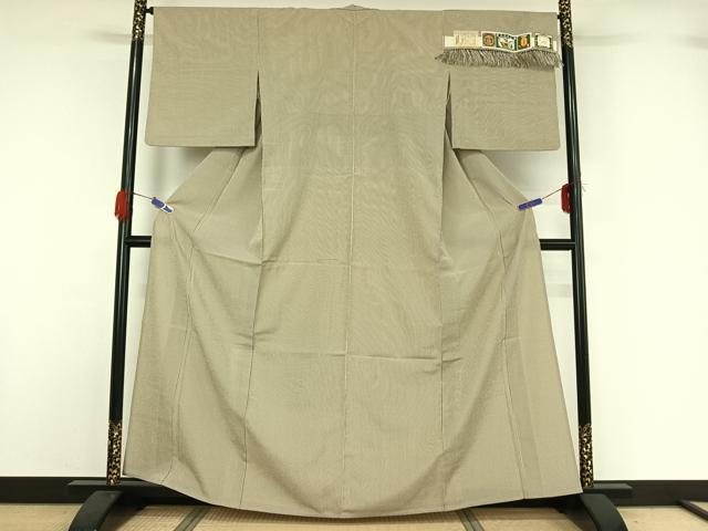 平和屋着物▽本塩沢 単衣 縞 大丸謹製 証紙付き 正絹 逸品 AABG5632jh
