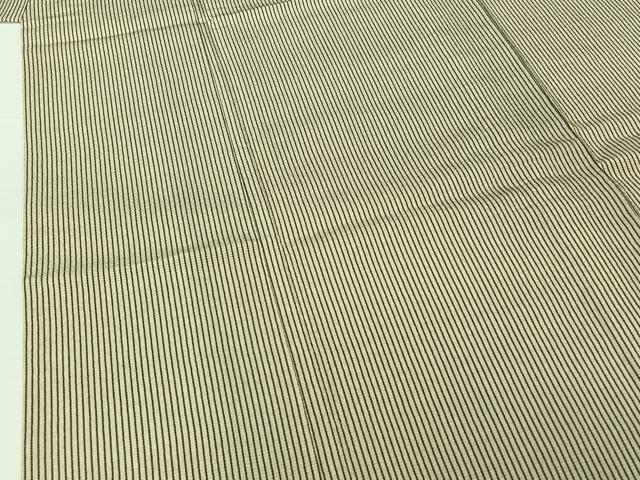 平和屋着物▽本塩沢 単衣 縞 大丸謹製 証紙付き 正絹 逸品 AABG5632jh