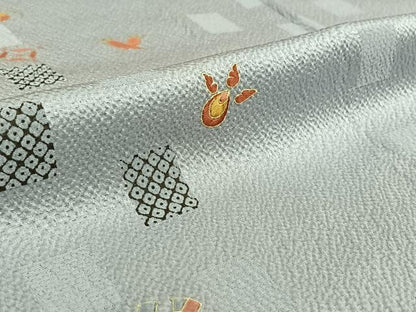 平和屋着物▽訪問着 単衣 刺繍 宝づくし 金糸 金彩 正絹 逸品 AABG5634jh