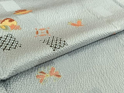 平和屋着物▽訪問着 単衣 刺繍 宝づくし 金糸 金彩 正絹 逸品 AABG5634jh