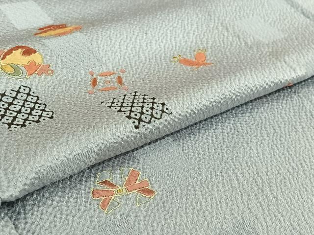 平和屋着物▽訪問着 単衣 刺繍 宝づくし 金糸 金彩 正絹 逸品 AABG5634jh