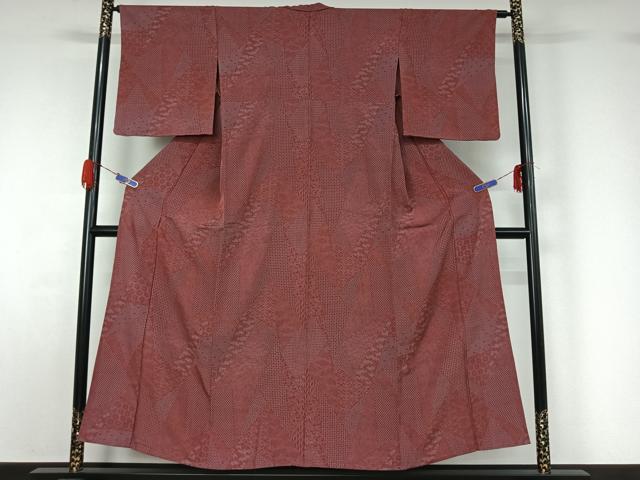 平和屋着物▽江戸小紋 単衣 切り嵌め花文 正絹 逸品 AABG5635jh
