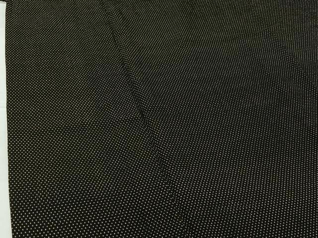 平和屋着物▽本塩沢　単衣　蚊絣　黒地　さが美扱い　正絹　逸品　AABI4451ck
