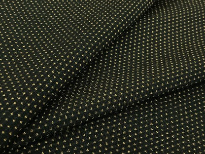 平和屋着物▽本塩沢　単衣　蚊絣　黒地　さが美扱い　正絹　逸品　AABI4451ck