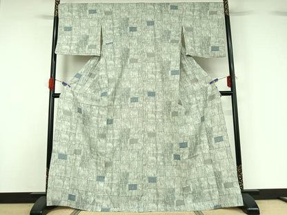 平和屋着物▽小紋 単衣 幾何学文様 洗える着物 AABG5645jh