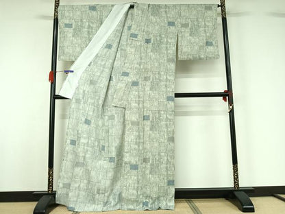 平和屋着物▽小紋 単衣 幾何学文様 洗える着物 AABG5645jh