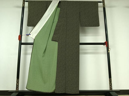 平和屋着物▽江戸小紋 単衣 瓢箪花文 正絹 逸品 AABG5655jh