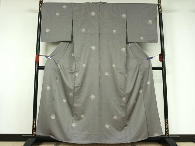 平和屋着物▽上質な小紋 単衣 雪輪文 正絹 逸品 AABG5658jh