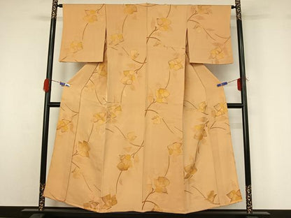 平和屋着物▽上質な小紋 単衣 枝花文 正絹 逸品 AABG5663jh