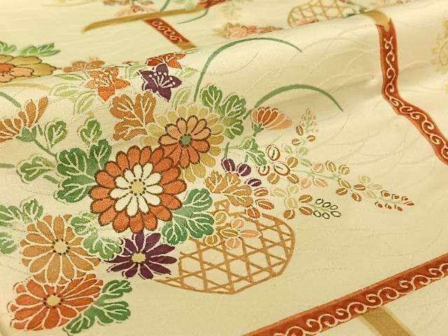 平和屋着物▽上質な小紋 単衣 飾花文 正絹 逸品 AABG5666jh