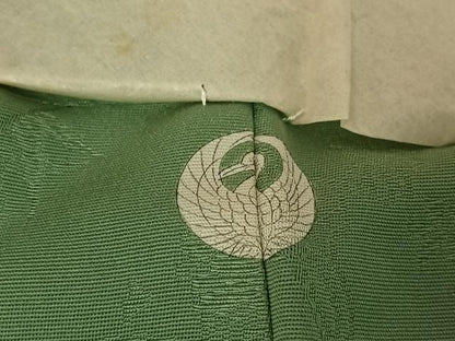平和屋着物▽上質な色無地　単衣　流水花地紋　柳染色　正絹　逸品　AABG5667jh