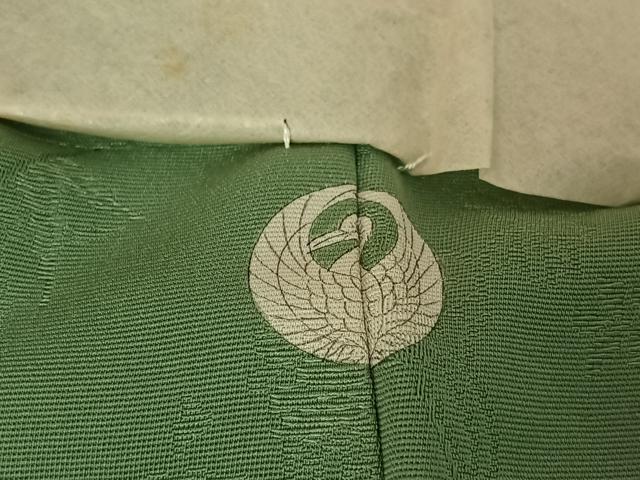 平和屋着物▽上質な色無地　単衣　流水花地紋　柳染色　正絹　逸品　AABG5667jh
