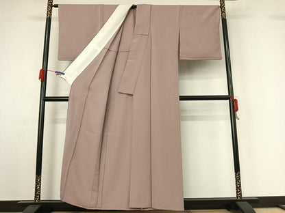 平和屋着物▽上質な色無地 単衣 薄柿色 正絹 逸品 AABG5671jh