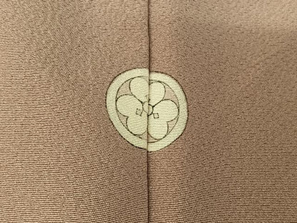 平和屋着物▽上質な色無地 単衣 薄柿色 正絹 逸品 AABG5671jh