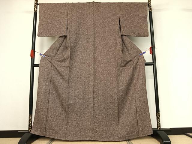 平和屋着物▽上質な小紋 単衣 花唐草文 正絹 逸品 AABG5672jh