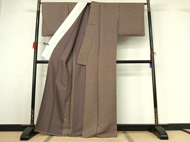 平和屋着物▽上質な小紋 単衣 花唐草文 正絹 逸品 AABG5672jh