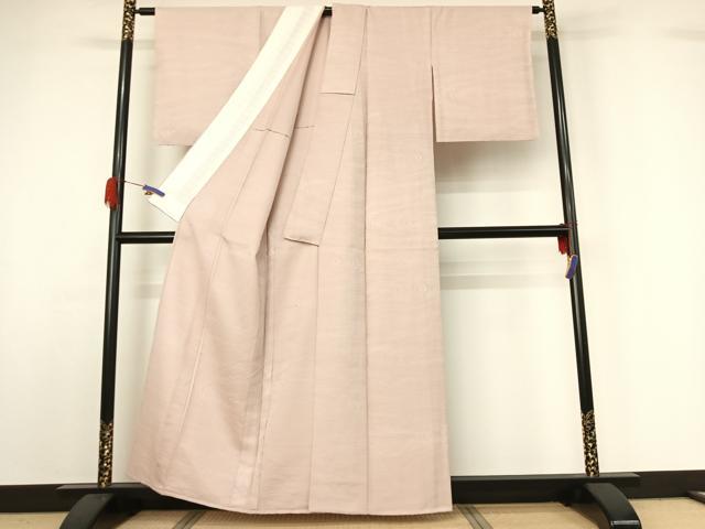 平和屋着物▽上質な色無地 単衣 流水地紋 灰桜色 正絹 逸品 AABG5674jh