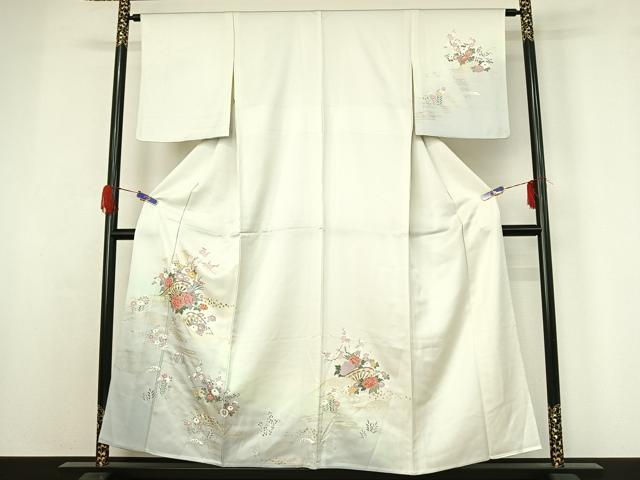 平和屋着物▽訪問着 単衣 源氏車花文 暈し染め 金銀彩 正絹 逸品 AABG5678jh