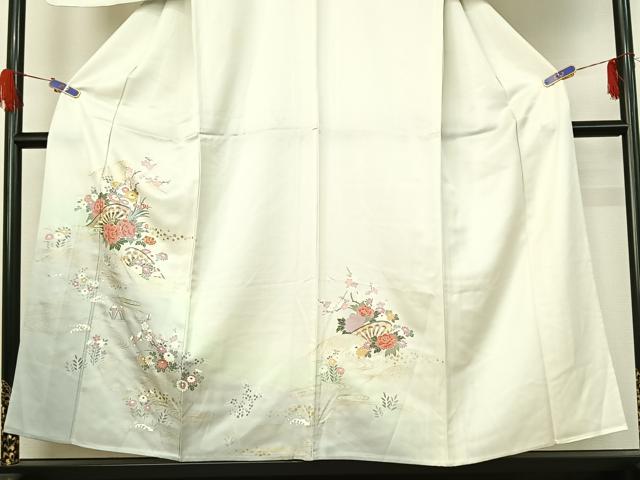 平和屋着物▽訪問着 単衣 源氏車花文 暈し染め 金銀彩 正絹 逸品 AABG5678jh